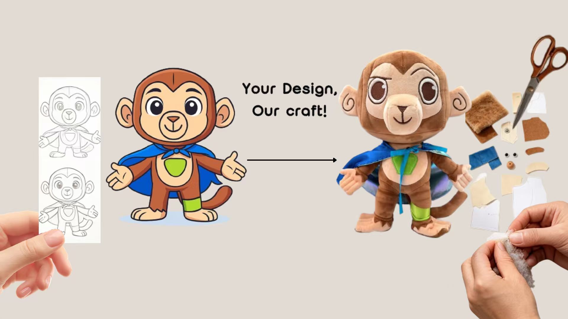 Custom plush toy development from drawing to finished sample